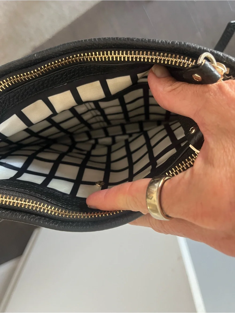 kate spade Black Pebbled Leather Crossbody Bag with Gold Logo